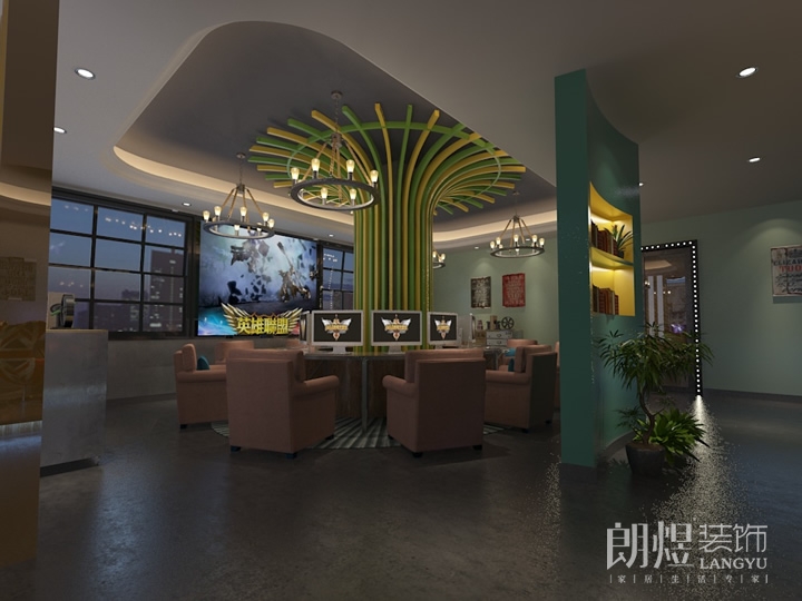 簡(jiǎn)約時(shí)尚網(wǎng)咖（網(wǎng)吧）裝修效果圖