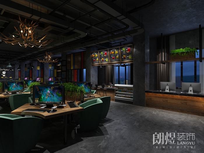 時尚簡約網(wǎng)吧裝修設(shè)計