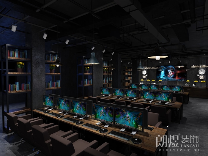 時尚簡約網(wǎng)吧裝修設(shè)計