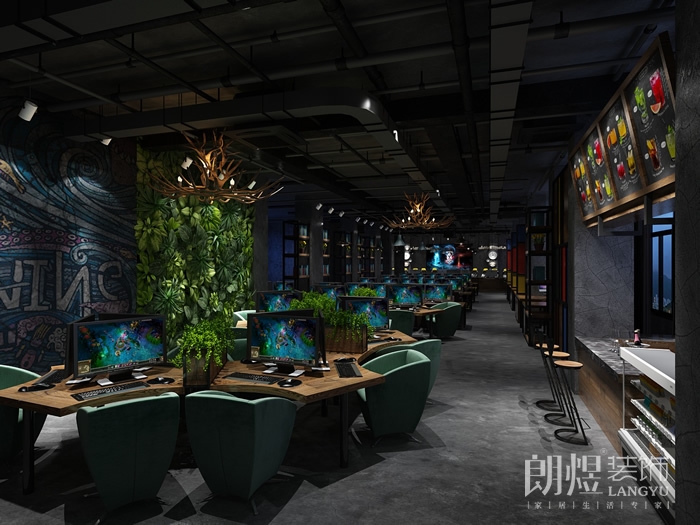 時尚簡約網(wǎng)吧裝修設(shè)計